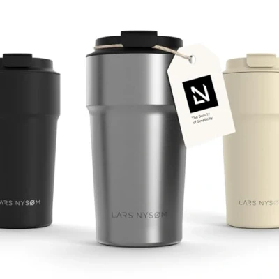 Imagen de LARS NYSØM Taza térmica Café para llevar Termo de 0,5 litros con aislante Travel Mug Acero Inoxidable a Prueba Fugas la Bebida Caliente y el Té (Stainless Steel, 500ml)