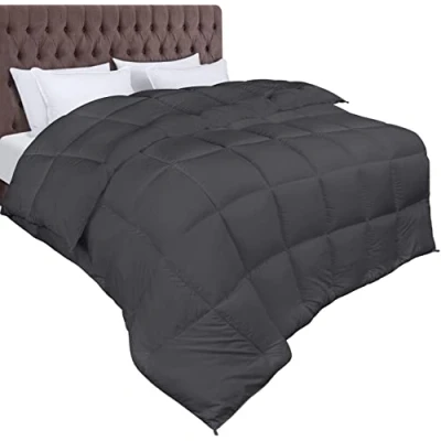 Imagen de Utopia Bedding Edredón de Fibra 200x220 cm, Hueca siliconada, 370 gr/m² (Gris, Cama 120 200 x 220 cm)