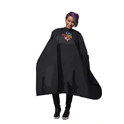 Imagen de FRAMAR Cubierta de Color Capa peluquería, Negro, Estándar Unisex Adulto