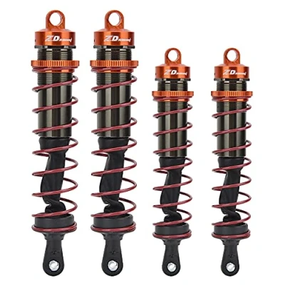 Imagen de Dilwe Amortiguador de Coche RC, Presión Aceite Ajustable, Delantero y Trasero Metal, Compatible con RC 1/8 (Naranja)