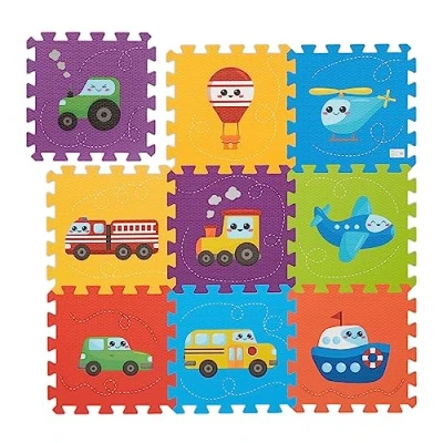 Imagen de Relaxdays Alfombra Puzle Bebé, 9 Piezas, Sin Tóxicos, Lavable, Colchoneta Juegos Niños, Suelo Gateo de Goma, Multicolor, Gomaespuma, 86 x cm