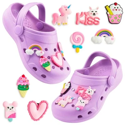 Imagen de CityComfort Zuecos con Charms Removibles para Niña, Playa y Piscina (Morado, 30 31 EU)