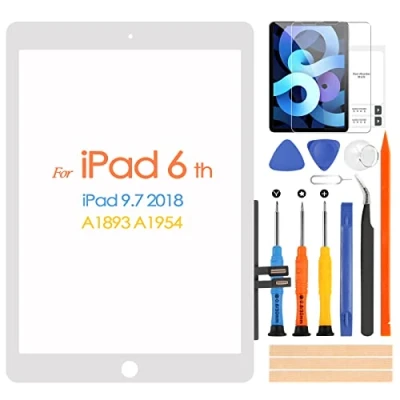 Imagen de ARSSLY pantalla táctil para ipad 2018 9.7 A1893 A1954 digitalizador 6 con kit de reparación, reemplazo 6th (sin botón inicio, no LCD) (blanco)