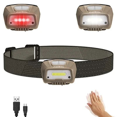 Imagen de EverBrite Linterna Frontal LED USB Recargable, Linternas Cabeza 300 Lúmenes, 5 Modos, Impermeable,45Ajustable,Sensor Inteligente,Lampára de Ideal para Correr, Acampar, Cenderism,COB