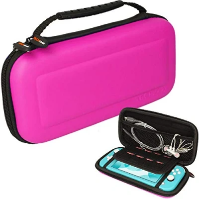 Imagen de TECHGEAR Switch Lite Carcasa Funda Dura Protectora de Viaje y Llevar para Nintendo + Ranura 8 Tarjetas Juego Accesorios [Rosado]