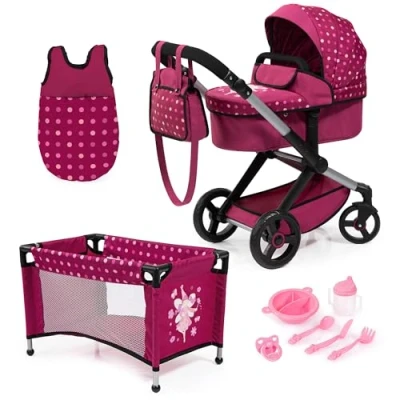 Imagen de Bayer Design 17067AB Cochecito de muñeca XEO, Convertible, Regulable en Altura, Cuna Viaje, Bolsa, Saco Dormir, Accesorios