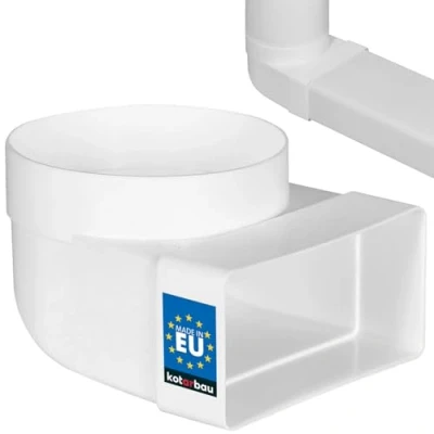 Imagen de KOTARBAU® conducto plano 90 para de ventilación, redondo, cuadrado, transición 110 x 55 mm, pieza plástico, diámetro 100 color blanco, conector canal, arco