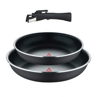 Imagen de BERGNER CLICK&amp;COOK Set 3 Pzs Sartenes (24+28 cm) con Mango Desmontable Aluminio Prensado &amp; Heat Dot Revestimiento ILAG Essential Antracita