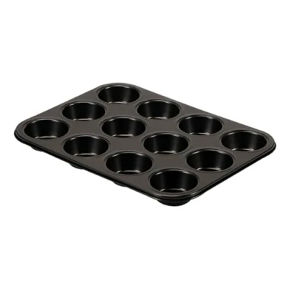 Imagen de Formegolose, Molde Magdalenas 27x35 cm, Acero, Negro, 12 muffins