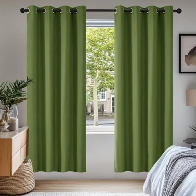 Imagen de Deconovo Cortinas Opacas 2 Piezas para Dormitorio Salón Modernas, Aislantes Térmicas y Reducción de Ruido, EcolóGicas Certificadas,140 x 220 cm Verde