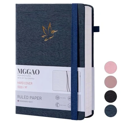 Imagen de MGGAO cuaderno de diario rayado, diarios para escribir, rayas universitarias con 320 páginas, tapa dura escribir diarios, papel grueso 100 g/m², tamaño A5 trabajo y Notebook