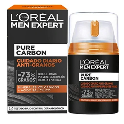 Imagen de L&#039;Oréal Paris Men Expert Crema Cuidado Diario Anti Granos Pure Carbon, Reduce Imperfecciones, Hidrata y Matifica el Rostro, Con Minerales Volcánicos Ácido Salicílico, 50 ml