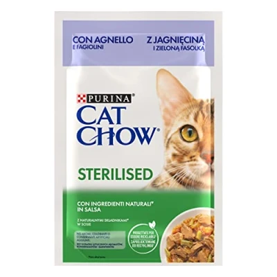 Imagen de Purina Cat Chow Comida Húmeda para Gato Esterilizado Adulto con Cordero, 26 Sobres de 85g