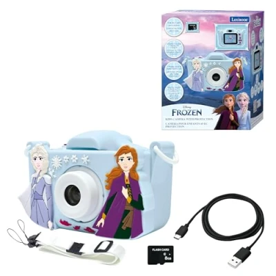 Imagen de Lexibook, Frozen, Cámara 4 en 1 para niños con protección, Funciones de Foto, Video, MP3 y Juegos, 15 Marcos Personalizar Tus Fotos, Tarjeta Memoria 8 GB incluida (DJ078FZ)