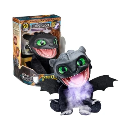 Imagen de Puppetronic Real FX Toothless Peluche de Destentao Cómo Entrenar a tu Dragón, Marioneta Electrónica 30 cm, +50 Reacciones y Sonidos, Efectos Humo Fuego, 6+ años, Famosa (RE000000)