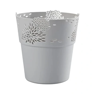 Imagen de VERDENIA Aster 20527 Maceta Decorativa para Plantas de plástico, diseño Calado, Muchos Colores, tamaños, 13 cm, Color Gris