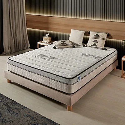 Imagen de Naturalex Colchón Viscoelástico Visco Carbone 160x200 cm Espuma HR, Blue Latex Ergonómico, Hipoalergénico, Superficie de Espuma, Confort Equilibrado Cara Invierno/Verano