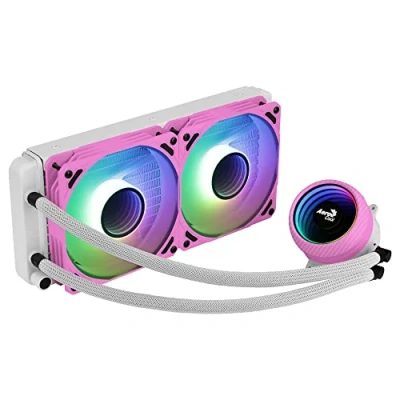 Imagen de Aerocool MIRAGEL240PK, Refrigeración Líquida CPU, 2 Ventiladores 12cm ARGB, TDP 400W, Rosa