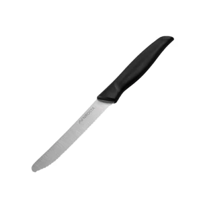Imagen de Nirosta Basic Cuchillo para Desayuno 20 cm, Hoja de Sierra 11 cm Acero Inoxidable, Óptimo Cortar Pan y Untar con Facilidad, Mango Plástico Negro, Agarre Cómodo, 1 ud.