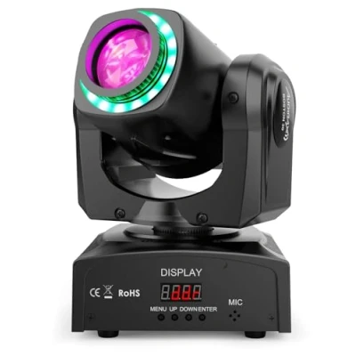Imagen de Audibax Boston 30 Cabeza Móvil para Discoteca con Anillo LED Luces DJ Foco Profesional Cuenta 1 Luz de 30W y un Colores Flash