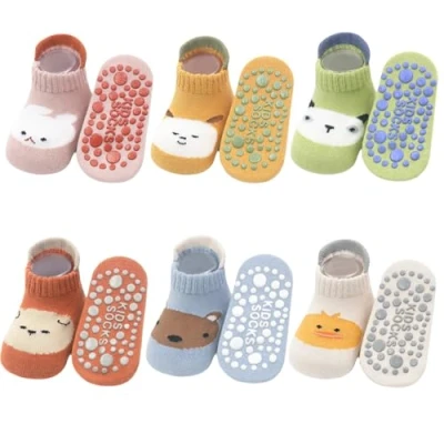 Imagen de Yafane 6 Pares de Calcetines Antideslizantes Algodón para Bebé Niño Niña 0 5 Años (FR/ES, Edad, meses, 12 Amarillo/Naranja/Azul/Verde/Rosa)