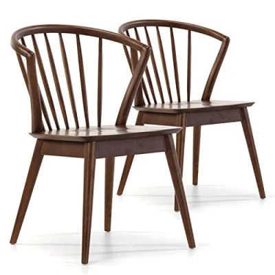Imagen de VS Venta stock Pack 2 sillas Mura Color Nogal, Madera Maciza, 55 cm (Largo) 58,5 (Profundo) 84 (Alto)