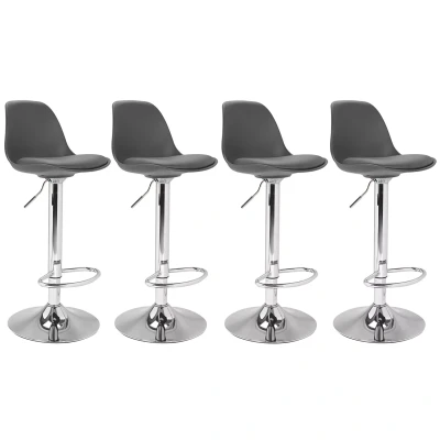 Imagen de IDMarket Juego de 4 taburetes bar Karl Design gris