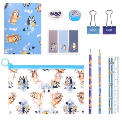 Imagen de Bluey Juego de 9 estuches transparentes con relleno papelería, impermeables, para niños, niñas, escuela, viajes, exámenes, multicolor, Estuche lápices