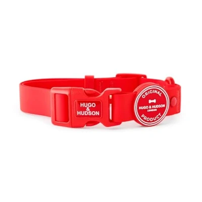 Imagen de HUGO &amp; HUDSON Collar para Perros Impermeable, Mascotas Ajustable antiolor y fácil de Limpiar, Rojo, L