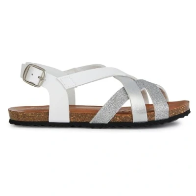 Imagen de Geox J Sandal Chilene Gir, Sandalia, Blanco y Plateado, 28 EU