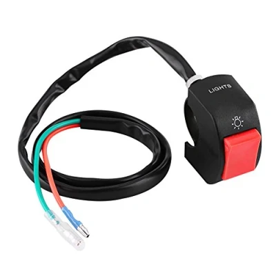 Imagen de Interruptor de manillar motocicleta Keenso encendido/apagado faro LED montaje universal 7/8 pulgadas con botón(rojo)