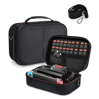 Imagen de SOBEAU Funda para Nintendo Switch y OLED, Carcasa Estuche con Consola, Joy Grip, 18 Cartuchos, Mandos Accessorios Protector