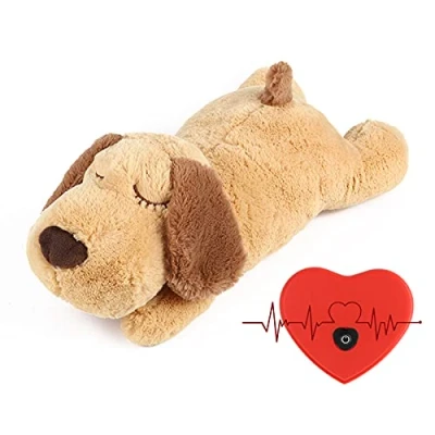 Imagen de Newthinking Juguete de peluche para cachorros, alivio ansiedad y calmante, suave dormir, ayuda al comportamiento, con latido del corazón perro mascota