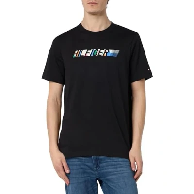 Imagen de Tommy Hilfiger Camiseta de Manga Corta Hombre Multicolour Tee Cuello Redondo, Negro (Black), M