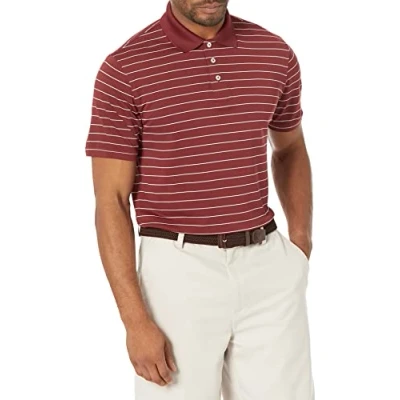 Imagen de Amazon Essentials Polo de Golf Secado Rápido Ajuste Entallado Hombre, Burdeos Rayas, XL