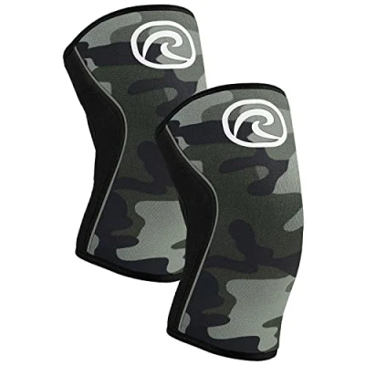 Imagen de Rehband Power Max vendaje de rodilla fuerza deportes 7mm SBR/neopreno, adecuado para competiciones, rodilleras musculación, Color:Camuflaje 1 Par, Talla:L