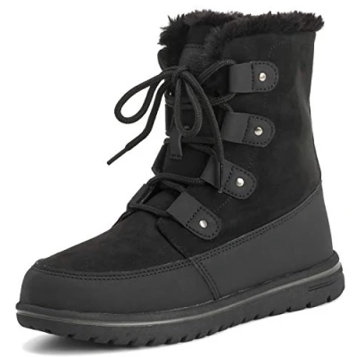 Imagen de Polar Boot Mujer Acolchado Corto Nieve Invierno Piel Sintética Calentar Durable Impermeable Botas 9 BLK42 AYC0520