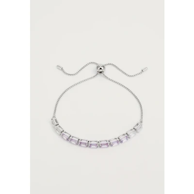 Imagen de Swarovski Pulsera Tennis Matrix, Talla baguette, Morada, Baño de rodio