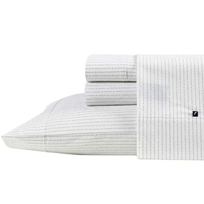Imagen de Nautica Juego de sábanas Individuales, Ropa Cama percal algodón, crujiente y Fresco, Ligero Transpirable (línea boya Gris, Individual)