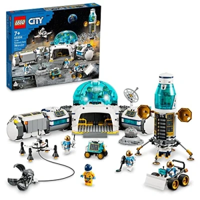 Imagen de LEGO City Lunar Research Base Juguete del espacio exterior para niños que aman el 60350, aterrizador lunar, Rover y Moon Buggy inspirado en la NASA con 6 minifiguras de astronauta, a partir