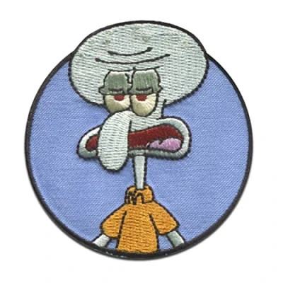 Imagen de Comercial Mercera Bob Esponja Calamardo Tentáculos bordado Parches Termoadhesivos Bordados Aplique Para Ropa, Tamaño: 6,4 x 6,7 cm