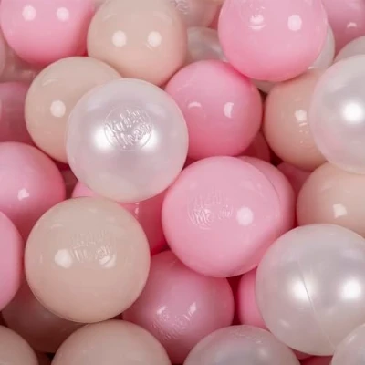 Imagen de KiddyMoon 200 ∅ 7Cm Bolas Colores De Plástico para Piscina Niños, Beige Pastel/Rosa Claro/Perla