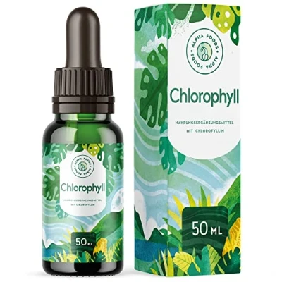 Imagen de Gotas de Clorofila líquida obtenida Trigo, Alfalfa y Chlorella Sabor neutro, sin Yodo ni Aditivos Beneficios en la Digestión, Salud Bucal Alta Concentración Clorofilina 50ml