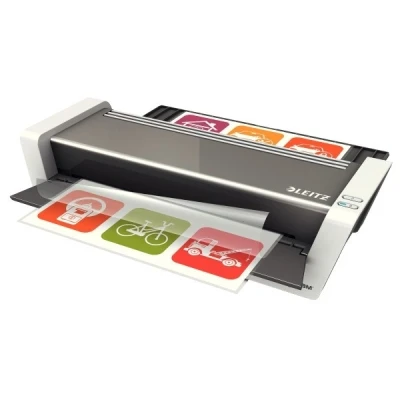 Imagen de laminadora Leitz A3, Touch 2, premium de alta velocidad completamente automática para oficinas y escuelas, películas laminado 80 a 250 micrófonos, incluye bolsas laminado, kit inicial, blanco/gris, iLAM, 74744000