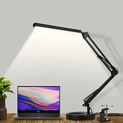 Imagen de SKYLEO Lampara Escritorio LED Flexo Potente con clip y base Protección ocular 3 modos de luz X 10 niveles brillo Negro