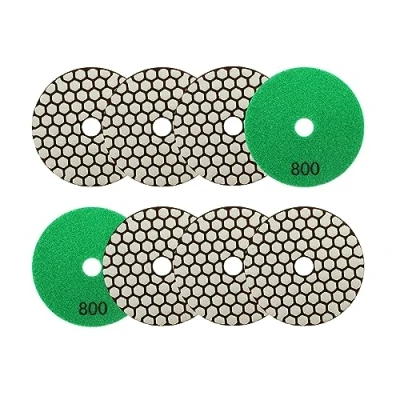 Imagen de Almohadillas Pulido Diamante Seco 4&quot;/100mm 8piezas Grano 800 Discos para Granito Mármol Piedra Artificial Cuarzo Amoladora Angular SANLEETEK