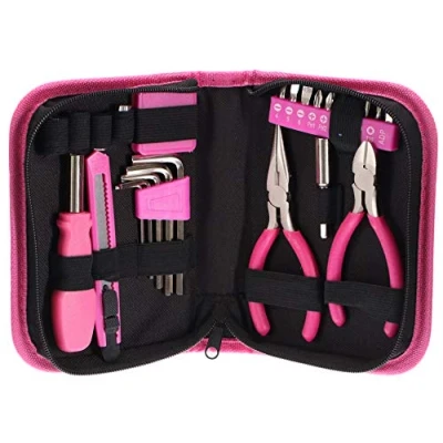 Imagen de SIXTOL HOME PINK 26 piezas en un Juego de herramientas Maletín bricolaje para mujeres Regalo ideal aficionados a los artesanos