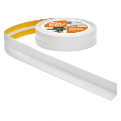 Imagen de Quest Rodapiés Flexible Autoadhesivo 30 mm x Rodapié Plegable para Cocina Baño Cinta de sellado Perfil PVC Estanco Decorativo 20 Metros Gris Claro