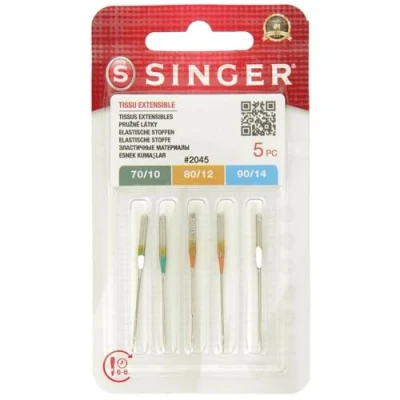 Imagen de Singer 5 agujas mixtas para máquinas de coser 2045 (70/10 80/12 90/14) telas elásticas