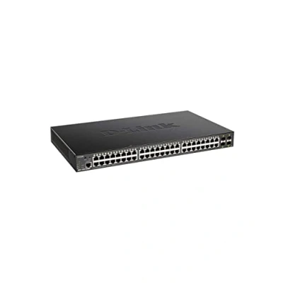 Imagen de D Link DGS 1250 52XMP Switch 52 Puertos PoE Gigabit Gestionable con uplink a 10Gbps, Layer 2 y 3 Lite (48 x 10/100/1000BASE T PoE, 4 10G SFP+ 1 Consola RJ 45), Negro